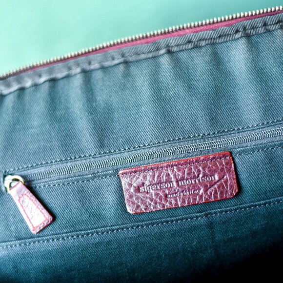 Sigerson Morrison Burgundy Leather Tote Bag 16” x 13” - Picture 5 of 6